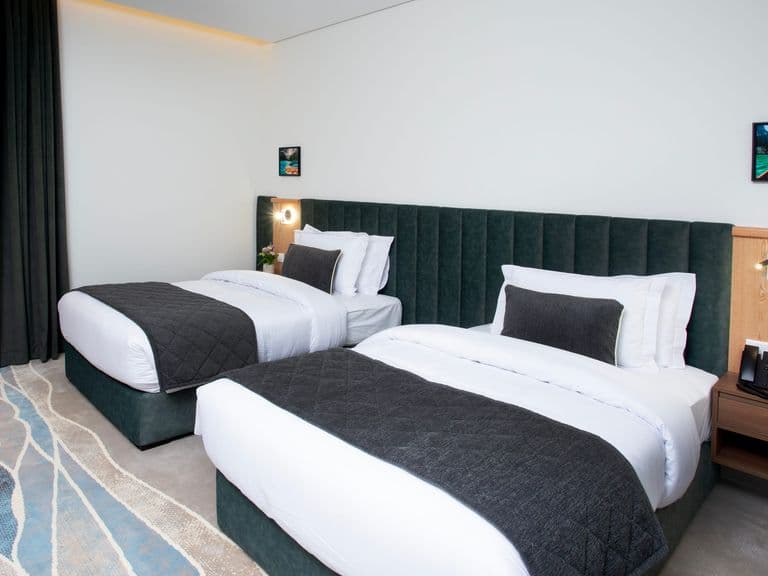 A twin room with two single beds