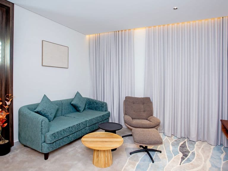 The seating area of a suite