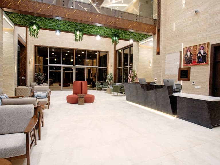 The lobby seen from the entrance