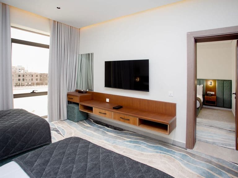 A suite with a connecting bedroom