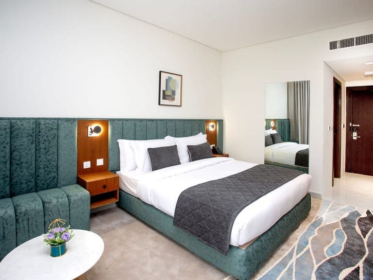 A king room with a connecting room